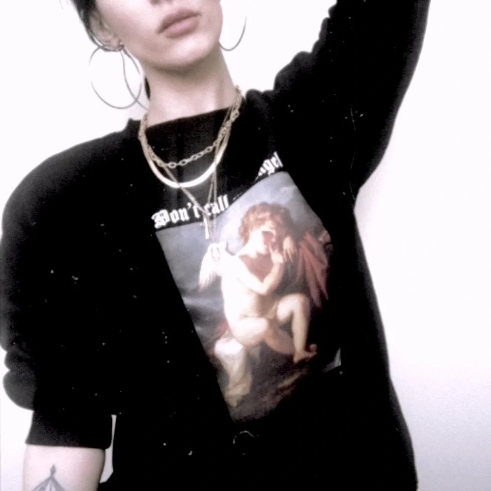 “Don’t Call Me Angel” Cherub Graphic Sweatshirt - Picture 6 of 11